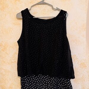 White House Black Market Black and White Polka Dot Top